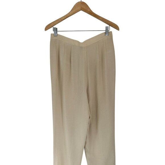 Emanuel Ungaro Beige Pleated Pants Womens Size 10 Lightweight Polyester Fabric - Picture 5 of 6